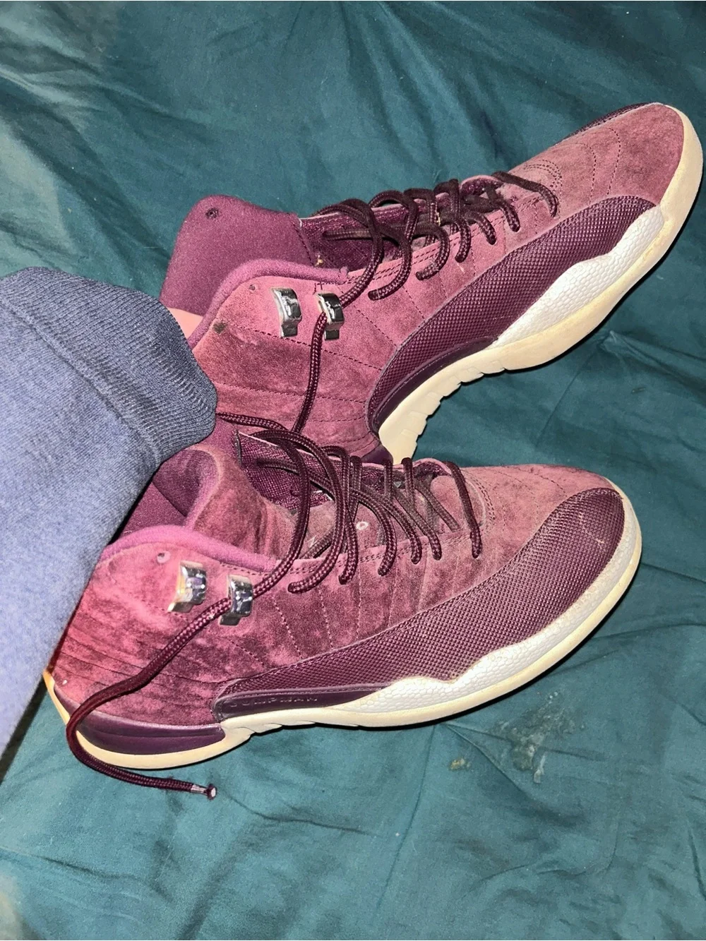 Jordan Men's Maroon Suede High-Top Sneakers